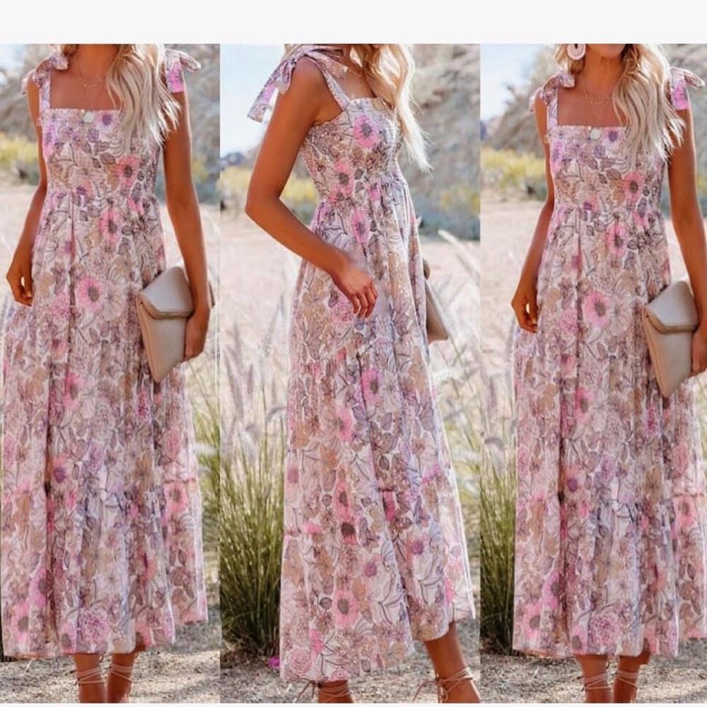 Amazon Pink Floral Midi Dress - Picture 3 of 4